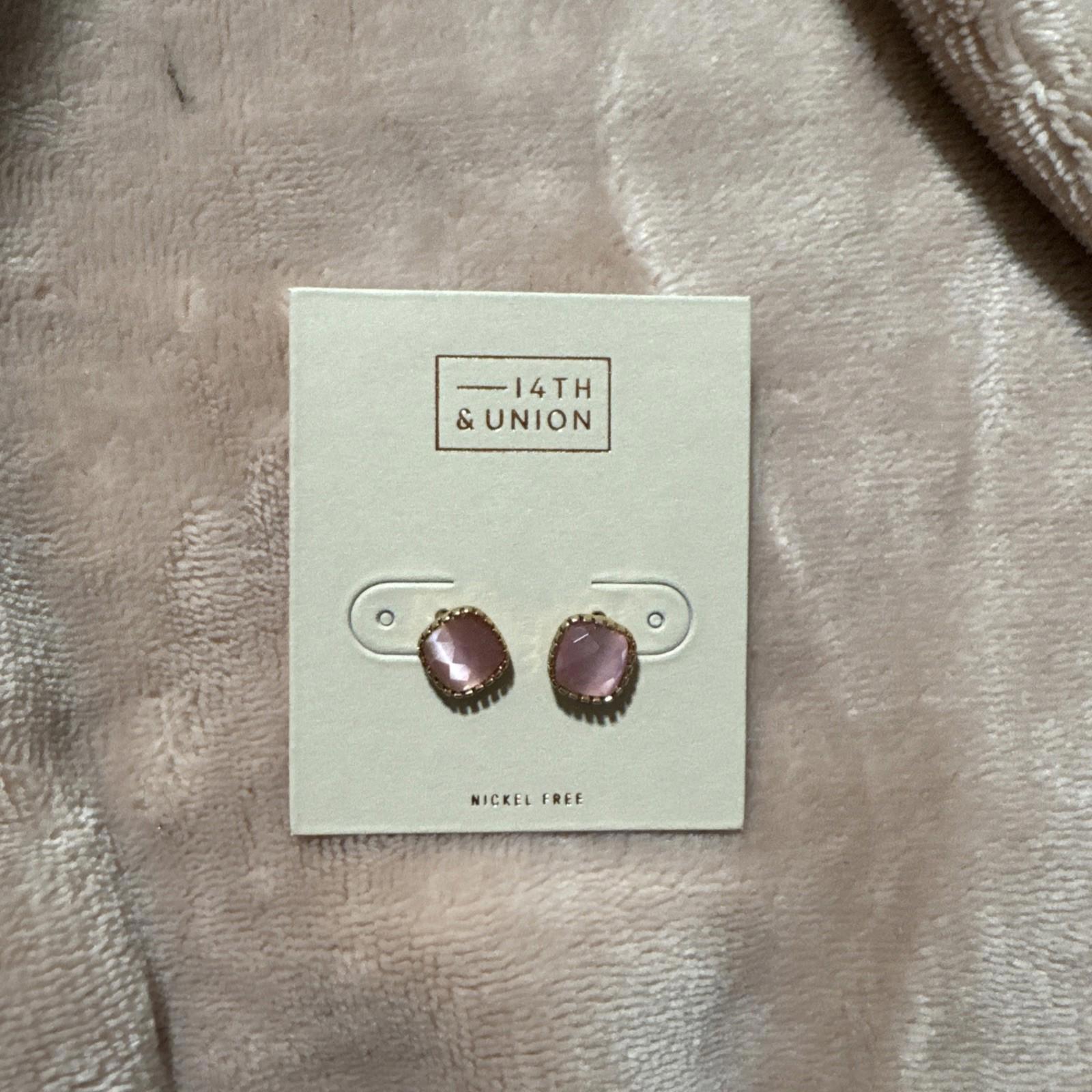 14th & Union Gold Tone And Pink Stone Stud Earrings J12